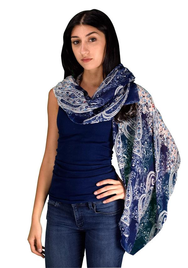 Peach Couture Lightweight Damask Paisley Summer Scarf