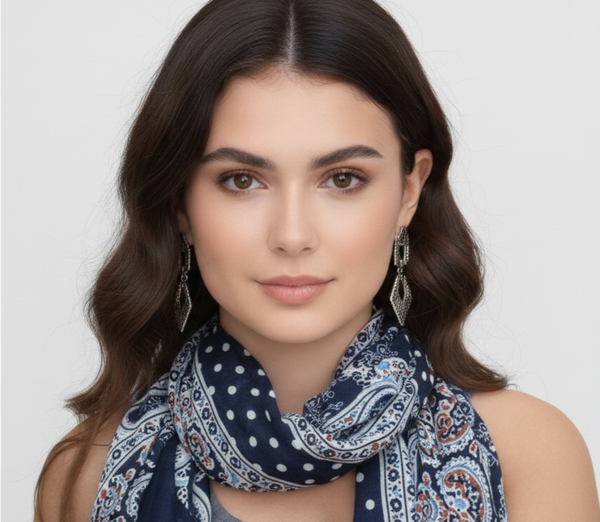 peach couture Lightweight Damask Paisley Summer Scarf