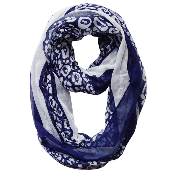 Peach Couture Navy Blue Peach Couture Retro Neon Animal Print Infinity Loop Scarf