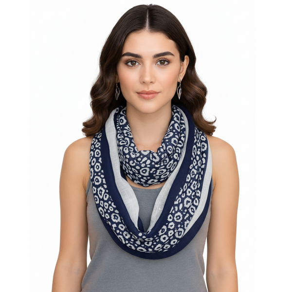 peach couture Navy Blue Peach Couture Retro Neon Animal Print Infinity Loop Scarf