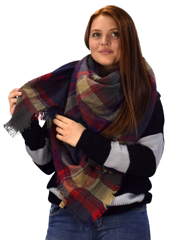 peach couture Navy Blue Tan Warm Tartan Plaid Woven Oversized Fringe Scarf Blanket Shawl Wrap peach couture Navy Blue Tan Warm Tartan Plaid Woven Oversized Fringe Scarf Blanket Shawl Wrap