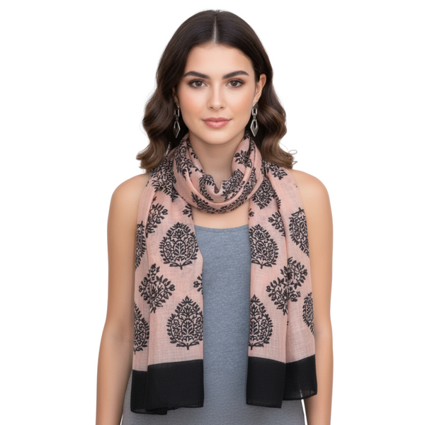 peach couture Peach & Black Tribal Flower Paisley Scarf