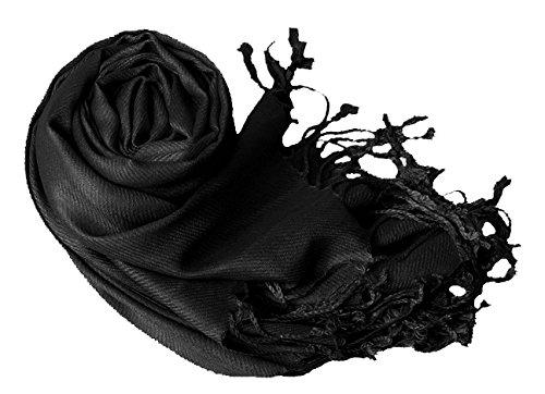 Peach Couture Black Pashmina Shawl Wrap Scarf