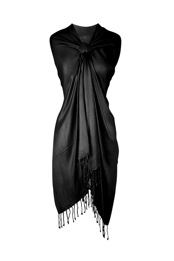 peach couture Black Pashmina Shawl Wrap Scarf