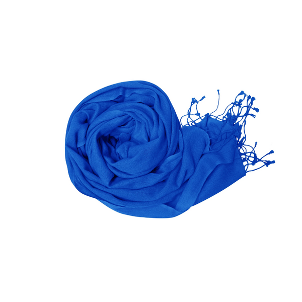 Peach Couture Blue Pure Pashmina Wool Shawl