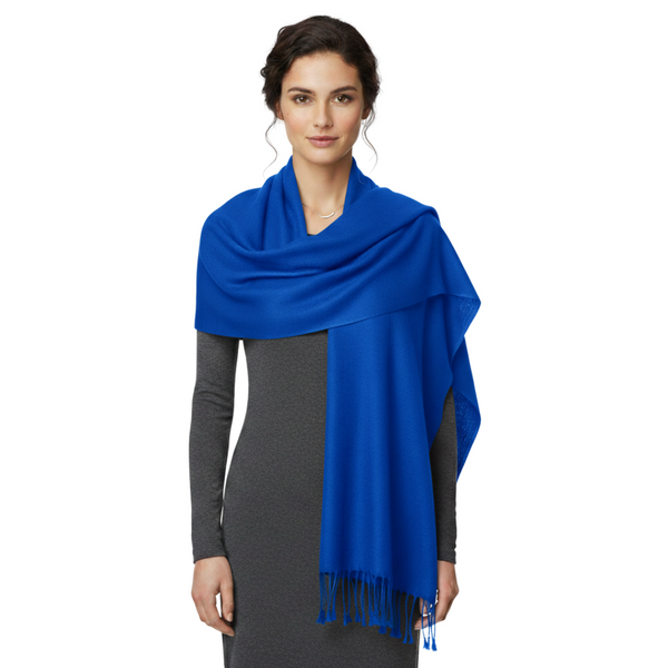 peach couture Blue Pure Pashmina Wool Shawl