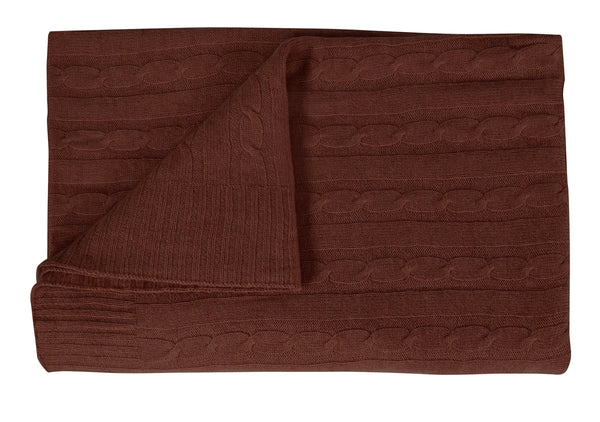 peach couture Cable Knit Cashmere Wool Throw (50x60")