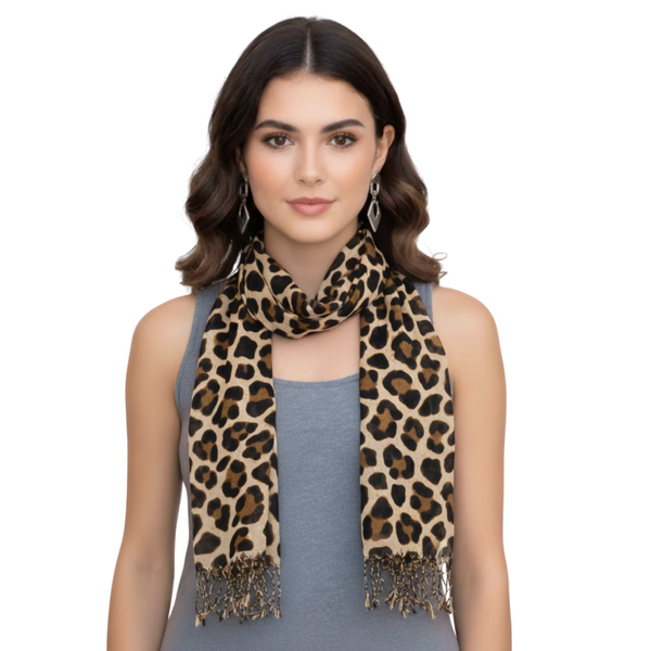 Peach Couture Giraffe Print Animal Pashmina Shawl