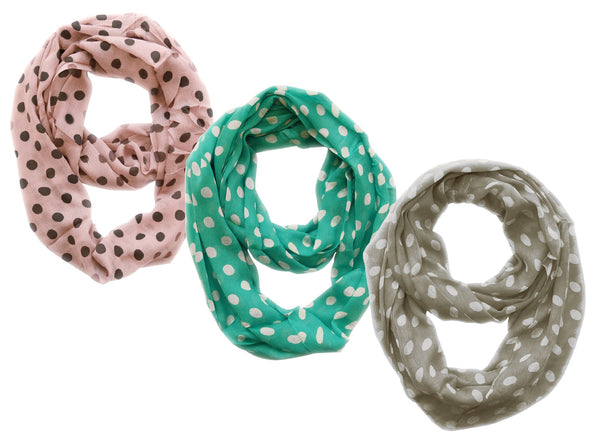 Peach Couture Peach Couture Light And Sheer Polka Dot Circle Print Infinity Loop Scarf