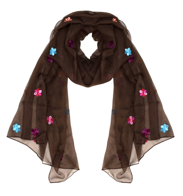 Peach Couture Lightweight Embroidered Summer Scarf
