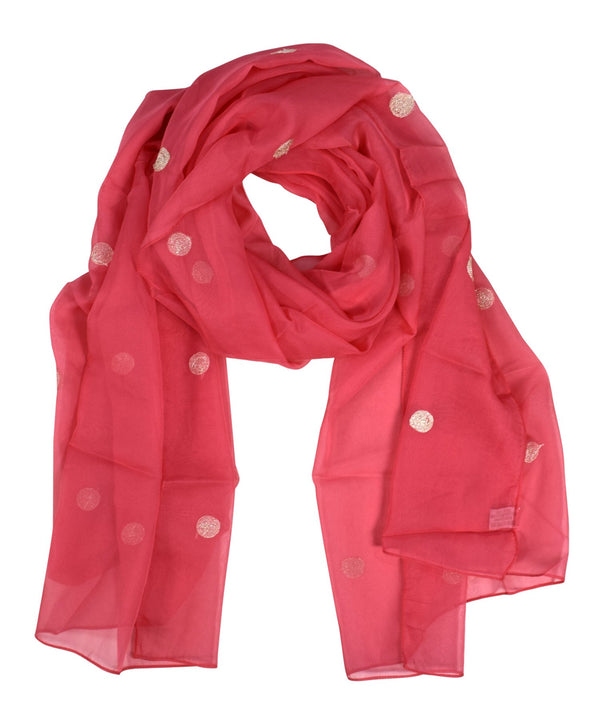 peach couture Lightweight Embroidered Summer Scarf