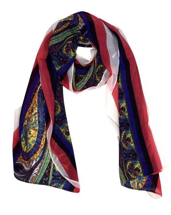Peach Couture Sheer Paisley Skinny Summer Scarf
