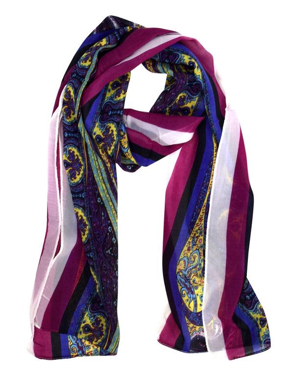 Peach Couture Sheer Paisley Skinny Summer Scarf