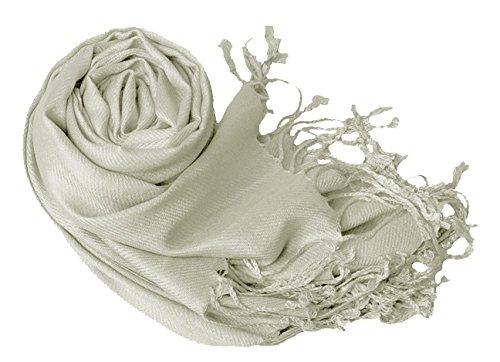 Peach Couture Silver Pashmina Shawl Wrap Scarf