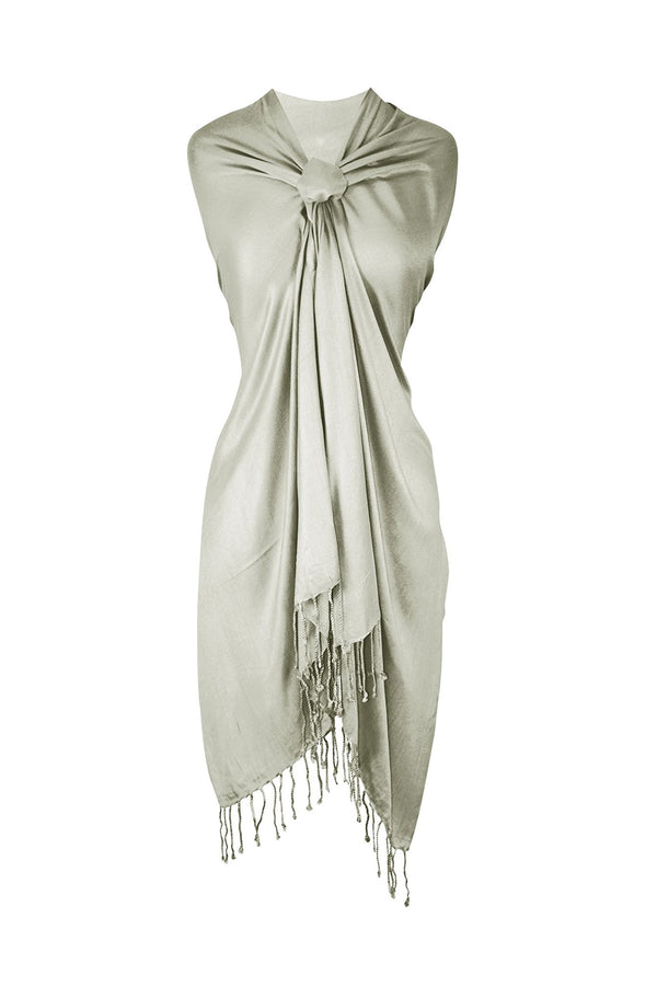 peach couture Silver Pashmina Shawl Wrap Scarf
