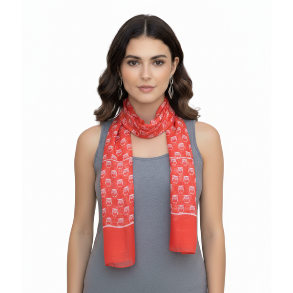Peach Couture Peach Couture Summer Lightweight Soft Animal Bird Owl Printed Sheer Scarf Shawl