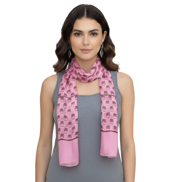 Peach Couture Peach Couture Summer Lightweight Soft Animal Bird Owl Printed Sheer Scarf Shawl
