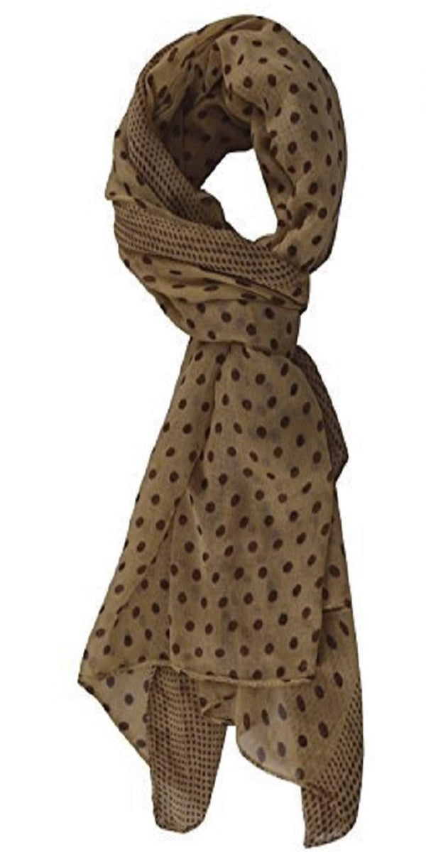 Peach Couture Tan & Brown Polka Dot Sheer Scarf