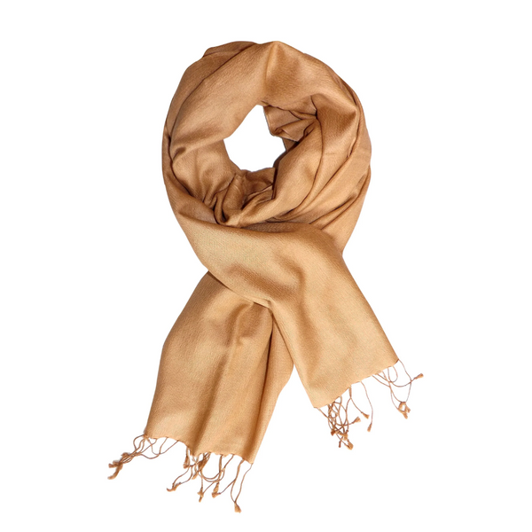 Peach Couture Tan Cashmere & Silk Shawl