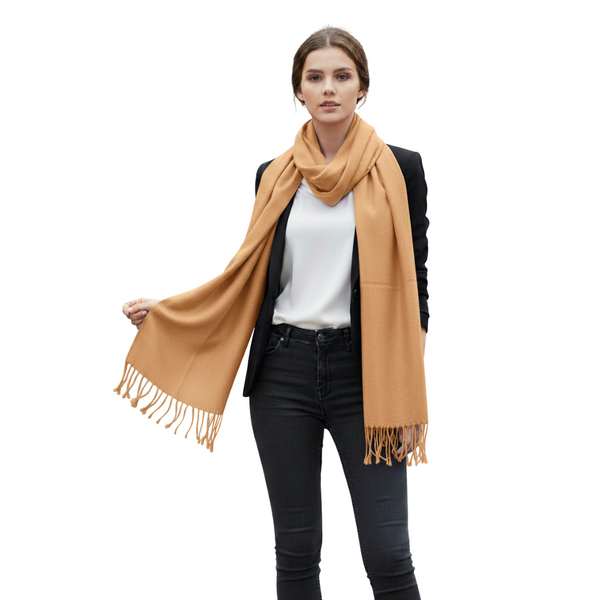 peach couture Tan Cashmere & Silk Shawl