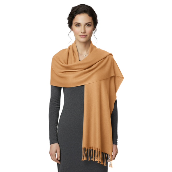 peach couture Tan Pure Pashmina Wool Shawl