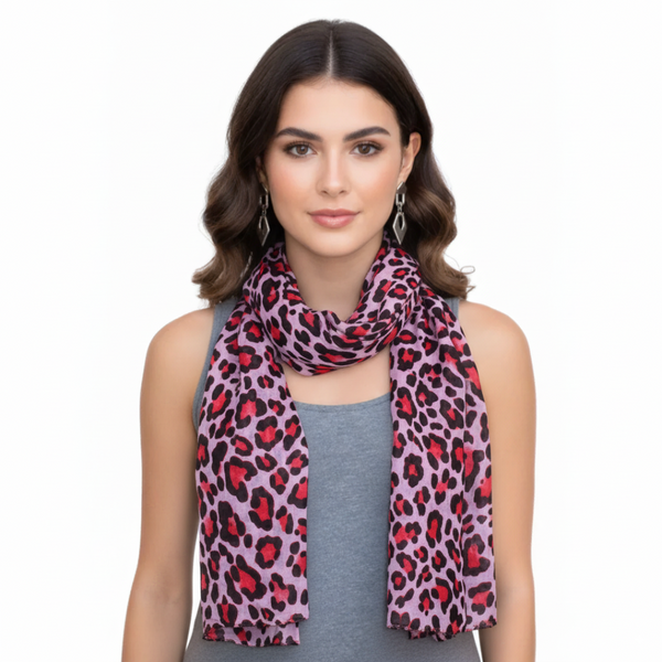 peach couture Peach Couture Trendy Women's Leopard Animal Print Crinkle Scarf wrap
