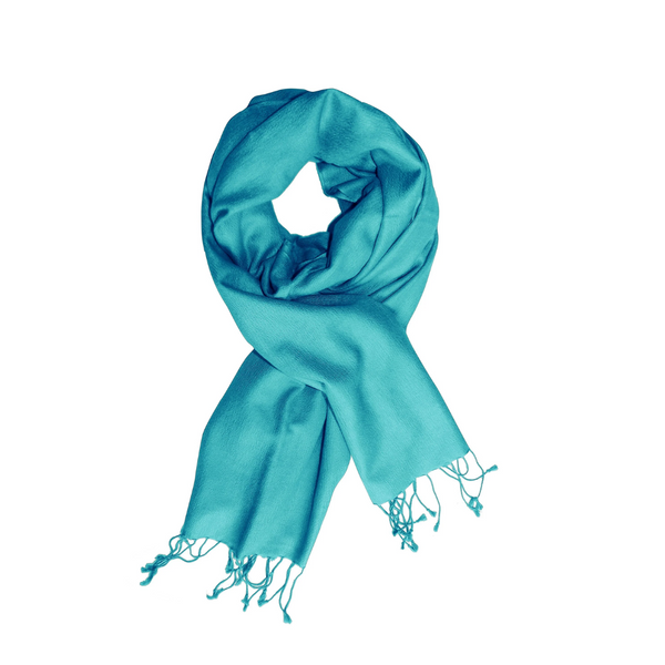 Peach Couture Turquoise Cashmere & Silk Shawl