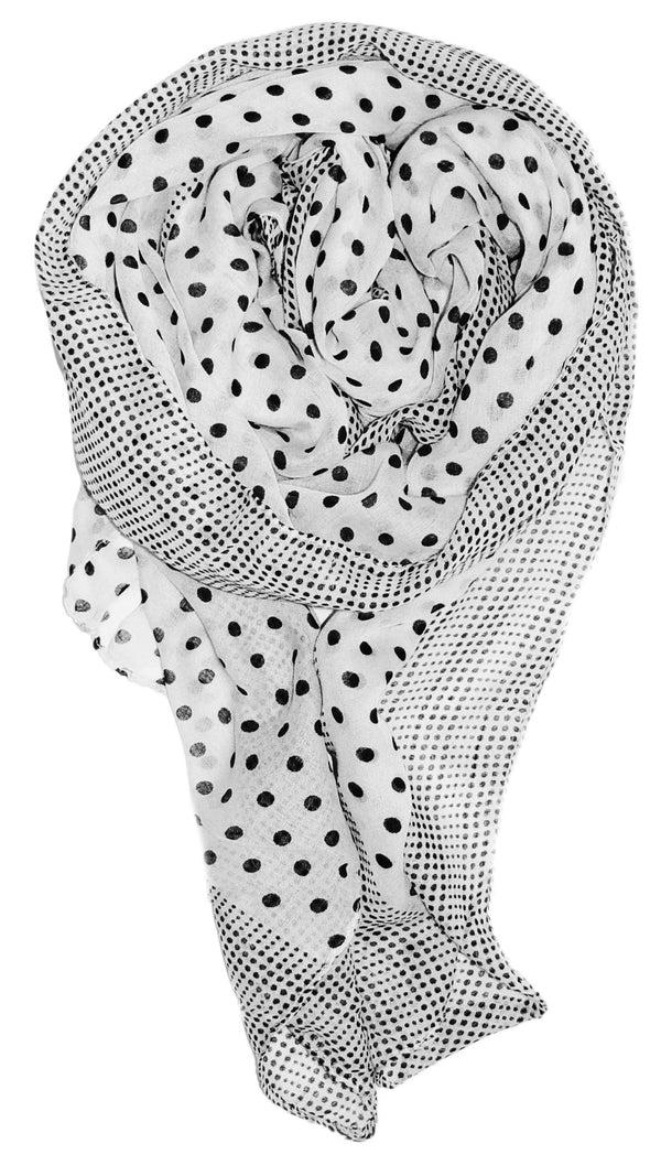 Peach Couture White & Black Polka Dot Sheer Scarf