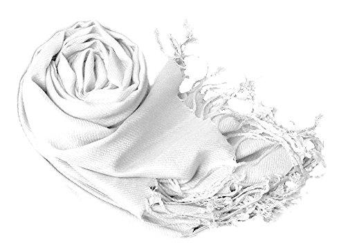 Peach Couture White Pashmina Shawl Wrap Scarf
