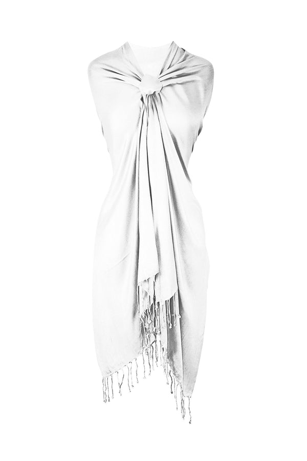 peach couture White Pashmina Shawl Wrap Scarf