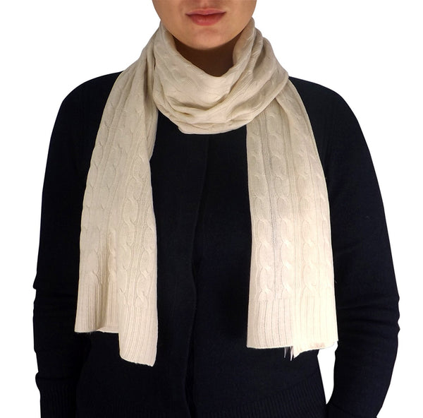 peach couture Wool Cashmere Cable Knit Long Scarf