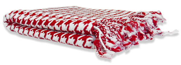 Peach Couture Red Cashmere Wool Houndstooth Throw (50x60")