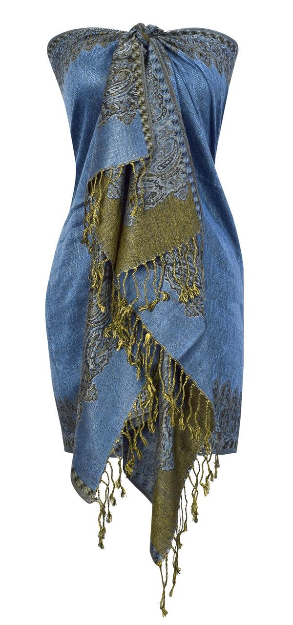 Peach Couture Reversible Jacquard Paisley Pashmina Shawl