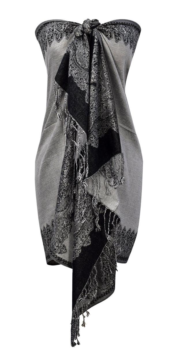 Peach Couture Reversible Jacquard Paisley Pashmina Shawl