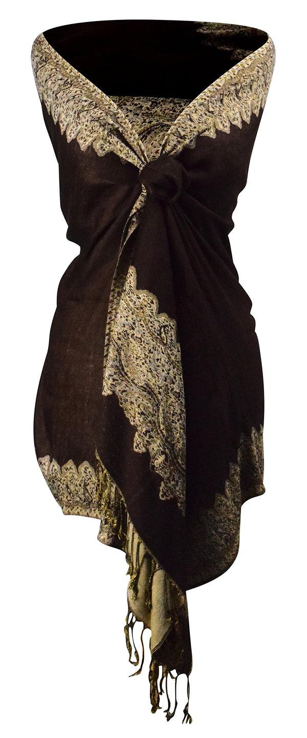 Peach Couture Reversible Jacquard Paisley Pashmina Shawl
