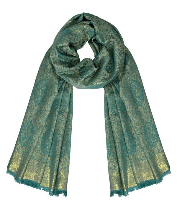 Peach Couture Reversible Metallic Paisley Pashmina Shawl