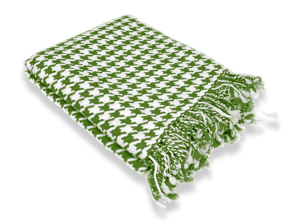 Peach Couture Sage Cashmere Wool Houndstooth Throw (50x60")