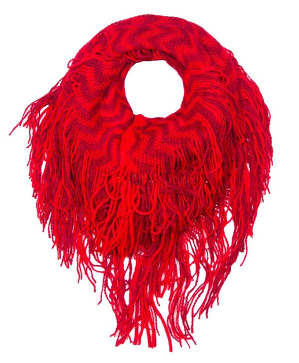 Peach Couture Stunning Winter Chevron Zig Zag Design Fringe Infinity Loop Scarf