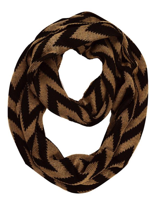 Peach Couture Stylish Winter Warm Soft Knit Chevron ZigZag Infinity Loop Scarf