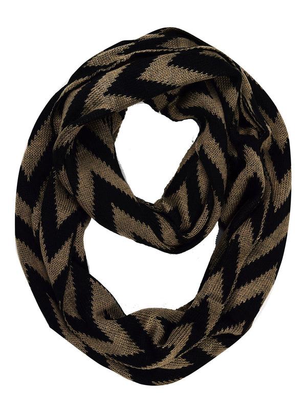 peach couture Stylish Winter Warm Soft Knit Chevron ZigZag Infinity Loop Scarf