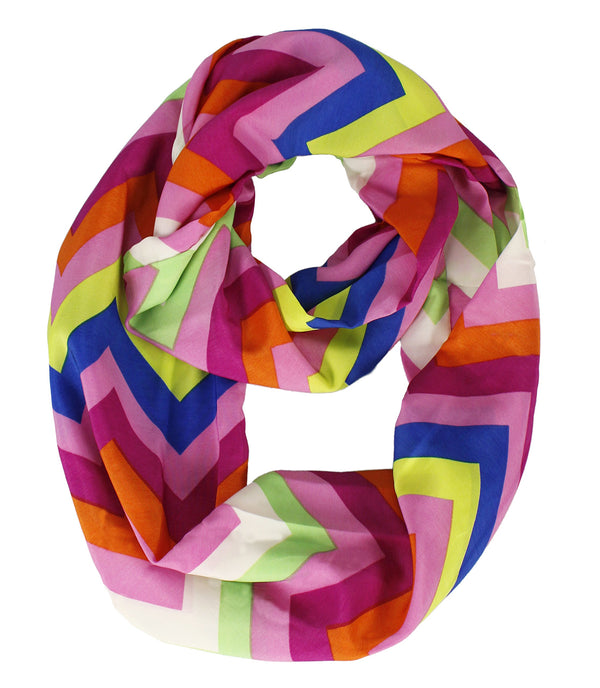 Peach Couture Summer Fashion Bright And Beautiful Chevron Design Infinity Scarf
