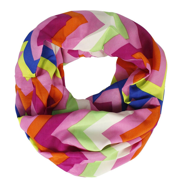 Peach Couture Summer Fashion Colorful Chevron Infinity Loop Skinny Scarves