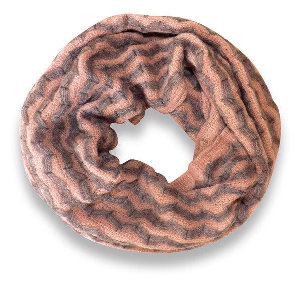 Peach Couture Tan Charming Classic Knit Chevron Infinity Loop Scarves