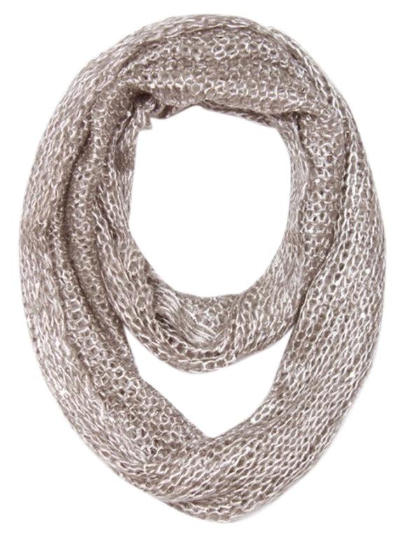 peach couture Taupe Shimmering Winter Warm Cozy Sparkle Infinity Loop Cowl Scarves