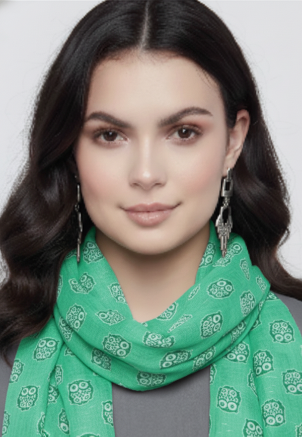 peach couture Teal/White Peach Couture Summer Lightweight Soft Animal Bird Owl Printed Sheer Scarf Shawl