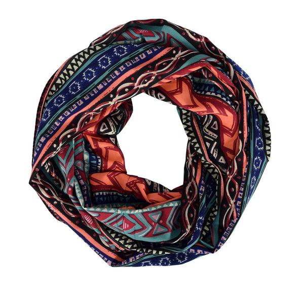 Peach Couture Tribal And Aztec Prints Light Weight Infinity Loop Scarves