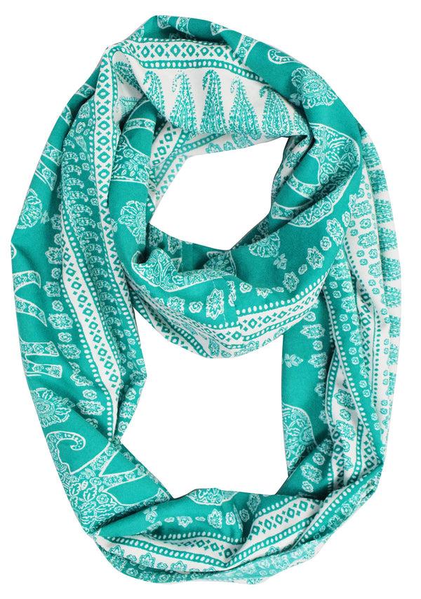 Peach Couture Tribal Paisley Floral Elephant Animal Print Infinity Loop Scarf