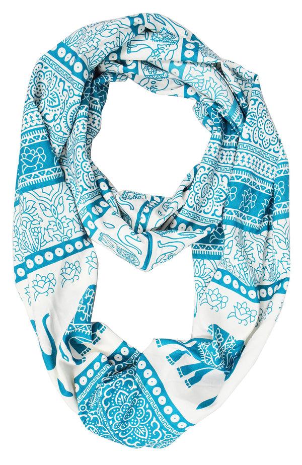 Peach Couture Tribal Paisley Floral Elephant Animal Print Infinity Loop Scarf