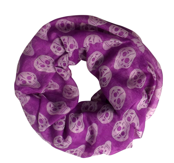 peach couture Unisex Light Weight Skull Design Infinity Loop Scarves (Purple)