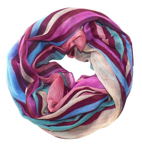 Peach Couture Vibrant Striped Design Fashionable Multicolor Infinity Loop Scarf